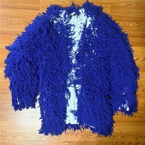 Vibrant Blue Shaggy Cardigan